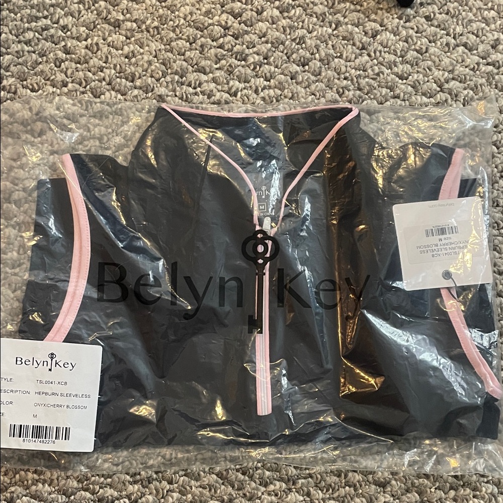 Belyn Key Black and Pink Zip-Up Tank Polo